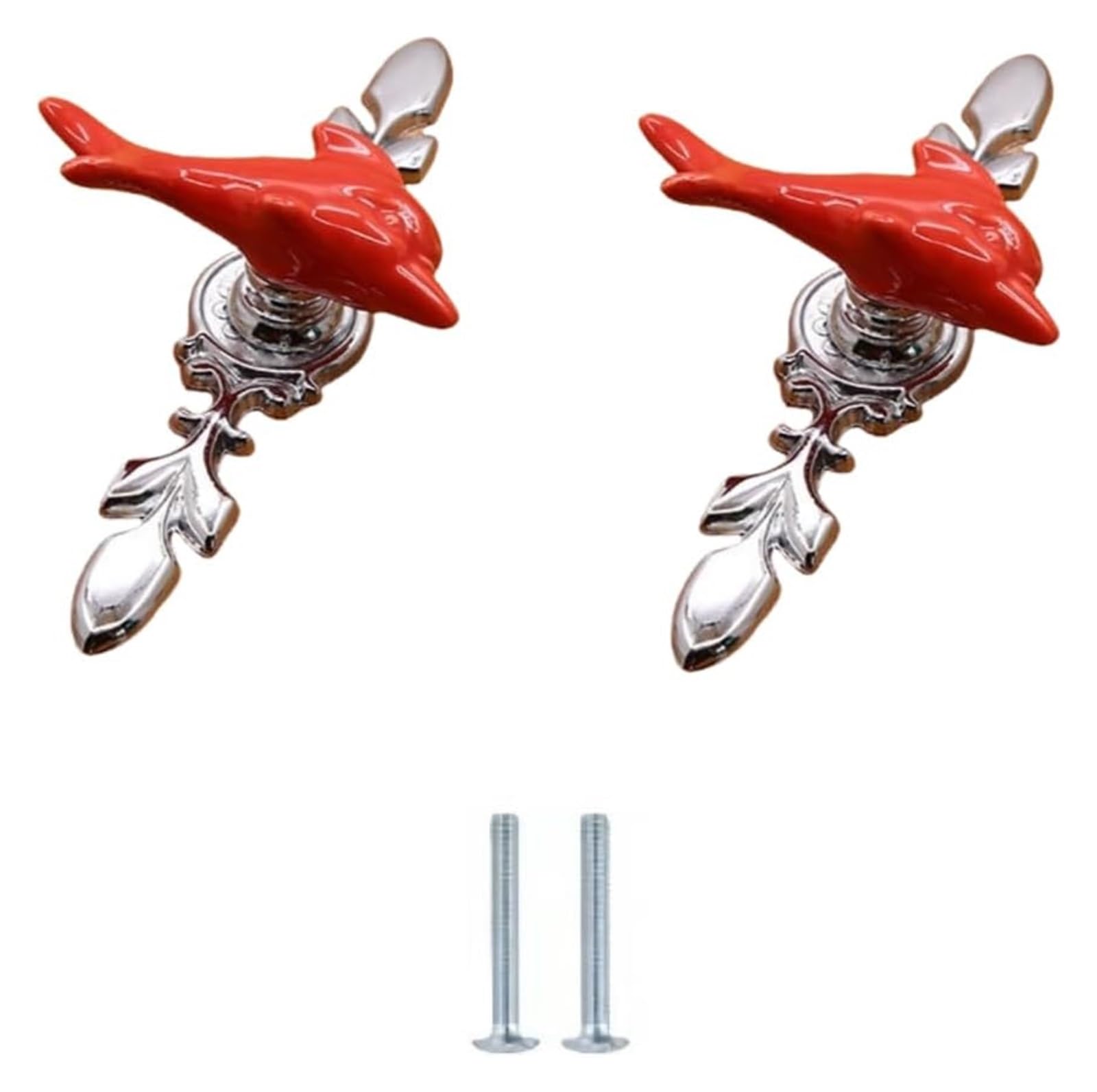 LQZAXSRDR Ceramic Cupboard Drawer Handle Knobs, Ceramic Zinc Alloy Kitchen Door Knobs Pack of 2 Red for Cabinets Drawers(Red Dolphin-Small)