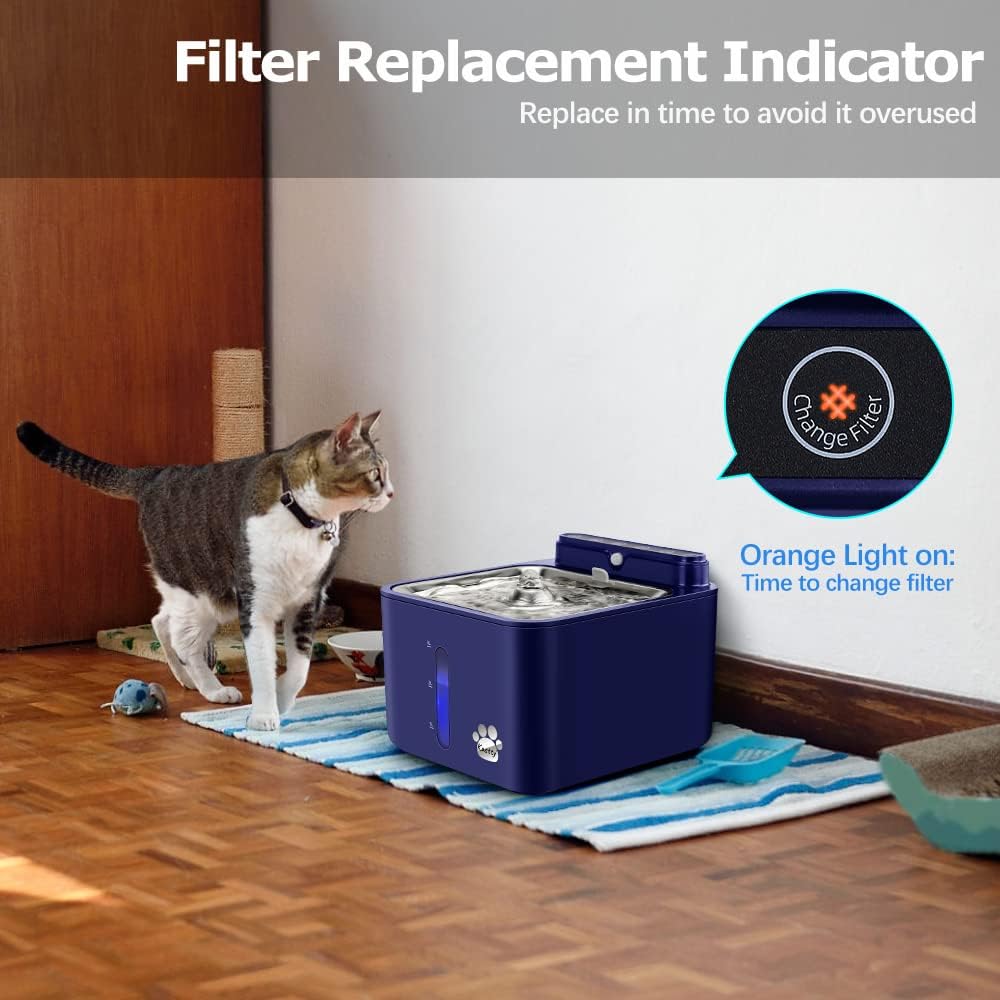 Wireless & Rechargeable Battery Operated Cat Water Fountain, Kastty 108oz/3.2L Larger Quiet Automatic Cat Fountain with Smart 3 Flow Modes+Foodgrade 304 Stainless Steel Dish for Pets Inside or Outdoor : Pet Supplies
