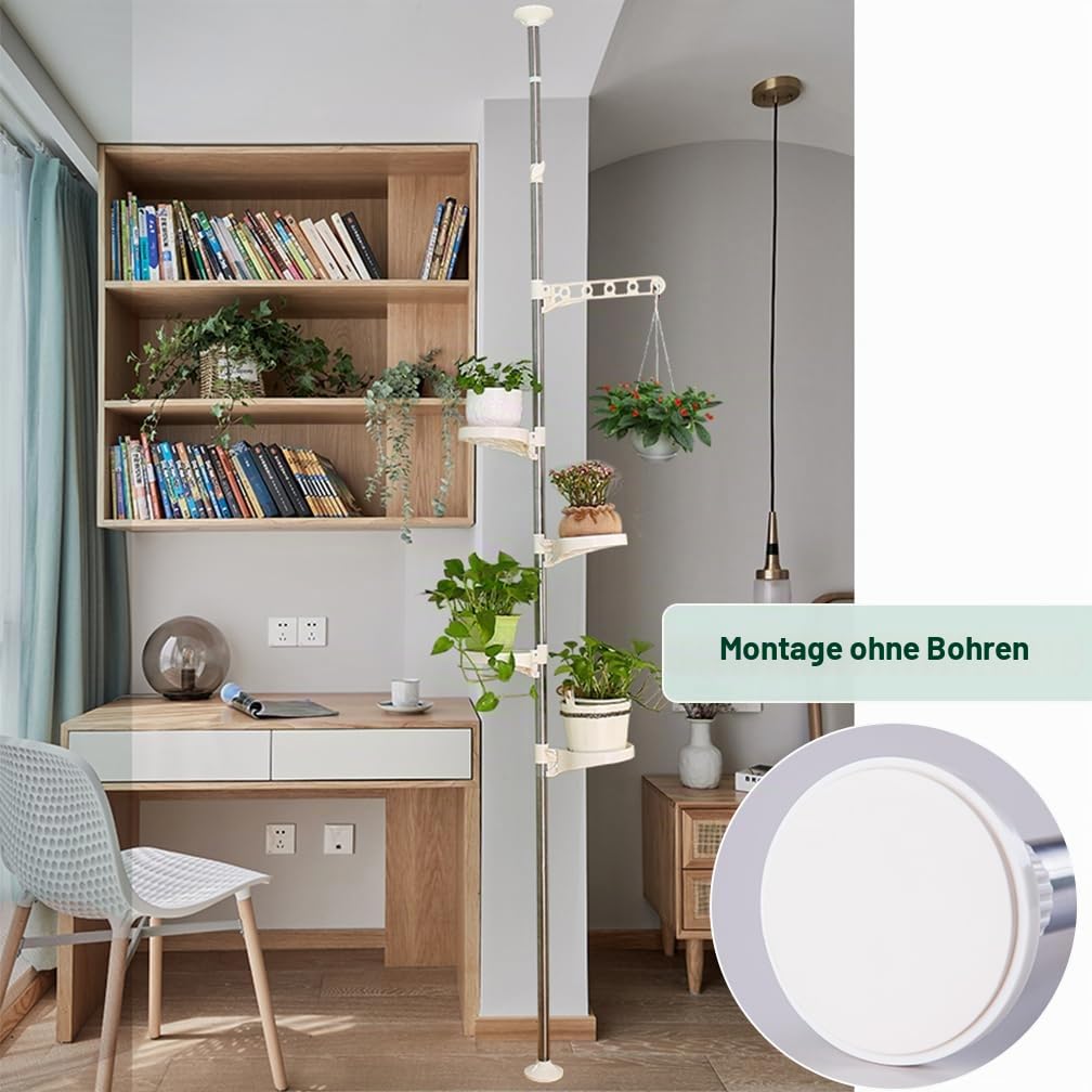 Hershii 5 ebenen Teleskop Blumenregal Höhenverstellbarer Pflanzenständer Halter Blumentopf Ständer Pflanzenregal Hängender Pflanzerkorb für den Innenbereich, Balkon Metall