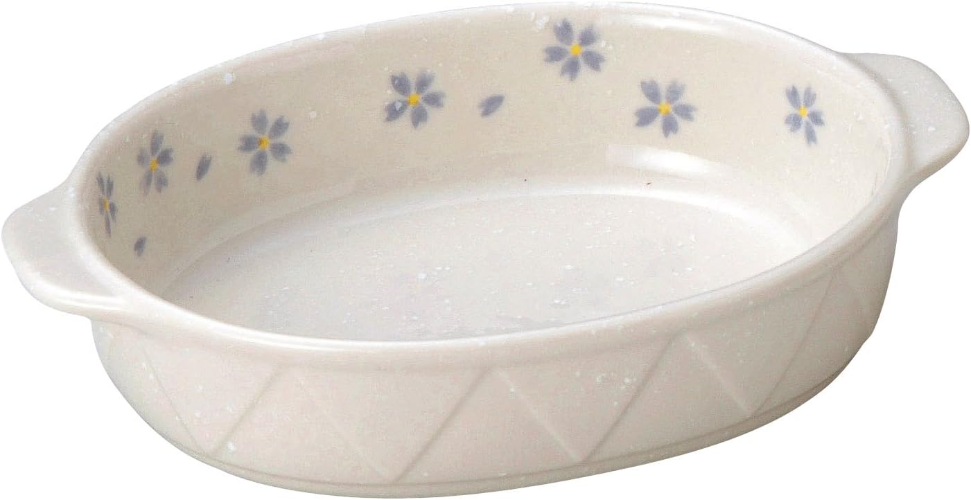 Mino Ware K43044 Small Cherry Blossom Gratin Dish (L) Purple