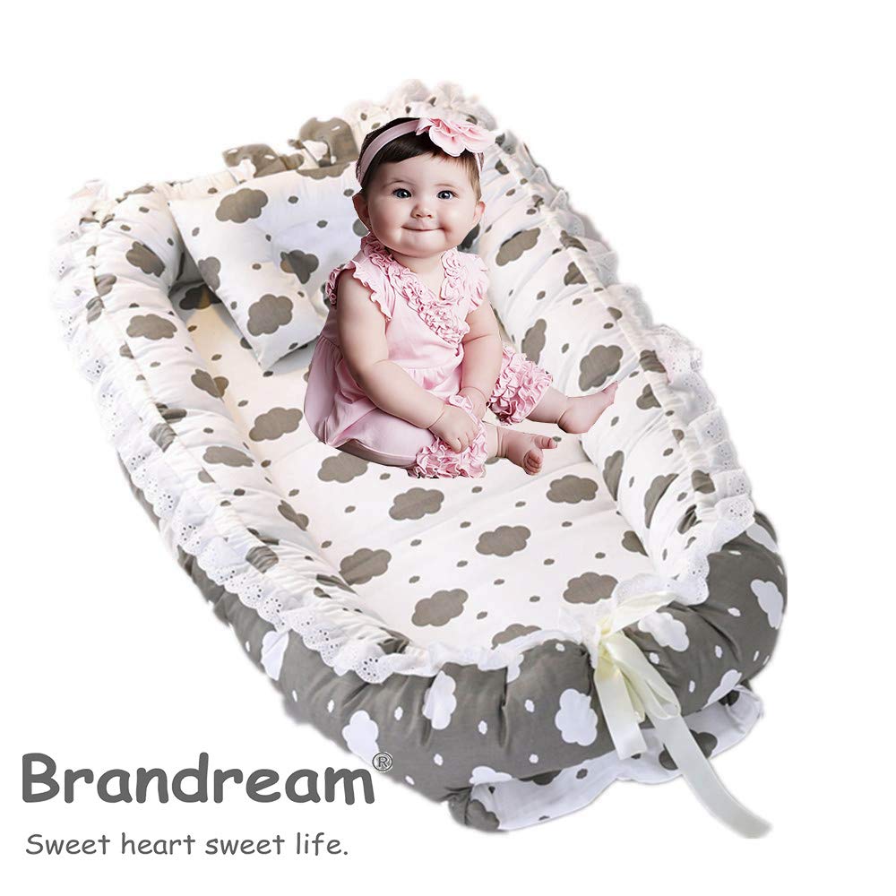Brandream Baby Nest Bed Gray Cloud Baby Bassinet For Crib