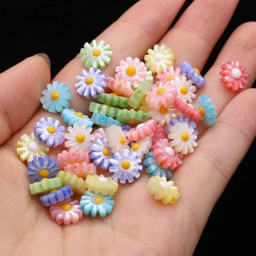 Miniatura 2 de Ancac - 5 cuentas de perlas naturales de concha marina con forma de girasol para hacer joyas, accesorios de collar y aretes de moda (color azul,