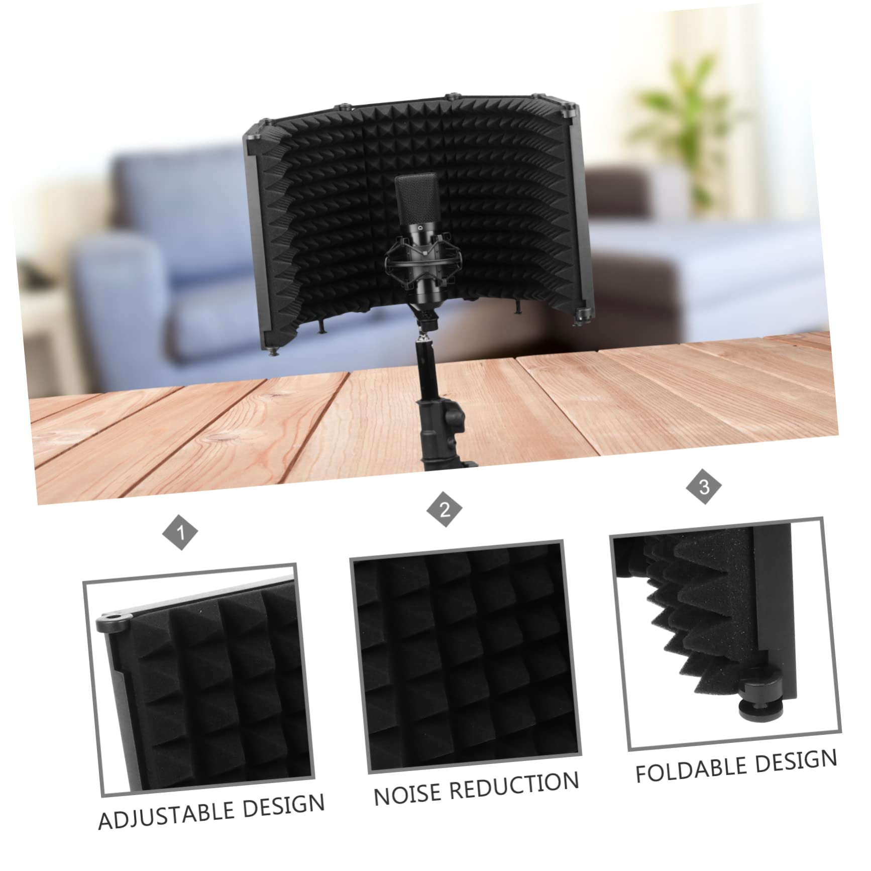 VICASKY Cubierta Insonorizada para Parabrisas Negro Filtro Antipop para Micrófono Protector de Filtro para Micrófono Aislamiento para Equipo de Grabación para Estudios