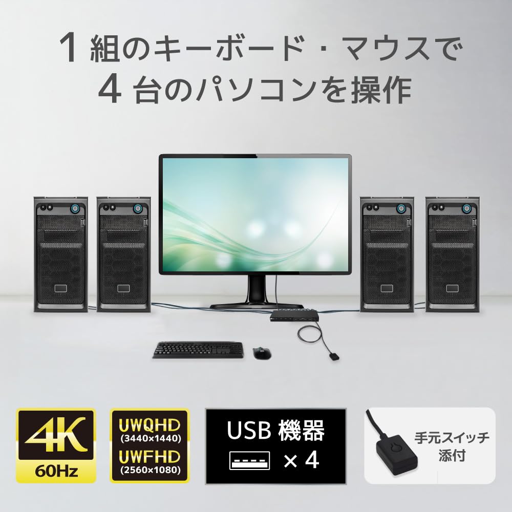 Amazon.co.jp: ラトックシステム 4K60Hz対応 HDMIパソコン切替器