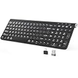 JOYACCESS Wireless Keyboard, 2.4G Ergonomic and Slim Wireless Keyboard with USB & Type C, Full Size and Portable Design for Computer/Laptop/Windows/Mac-Black