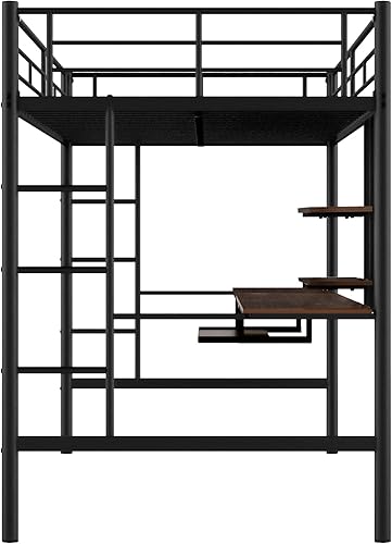 Miniatura 14 de Merax Litera individual de metal pesado con escritorio/barandilla de longitud completa para niños y niñas, no necesita somier, color negro 3#