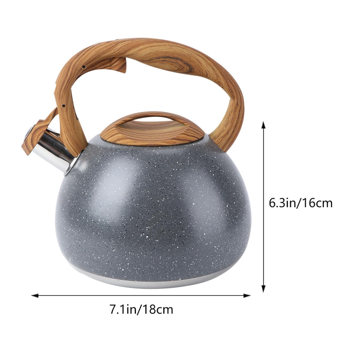 Bollitore Fischiante Vintage in Acciaio Inox Manico Effetto Legno 2, 8l | Fondo Piatto, Lavorazione Artigianale, Flusso D'acqua Potente, Confezione Esterna per 3l