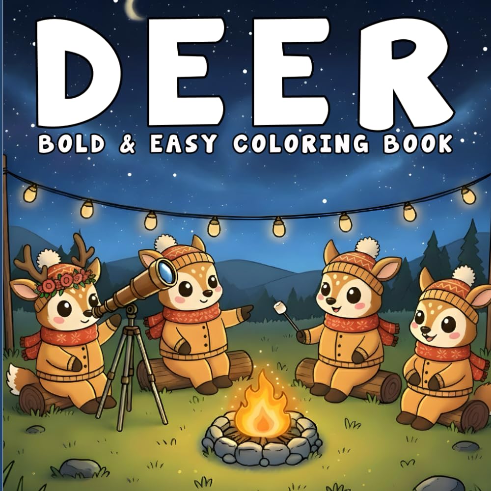 Deer Coloring Book: Bold and Easy Coloring Pages Featuring Beautiful Deer for Teens and Adults, Relax and Unwind