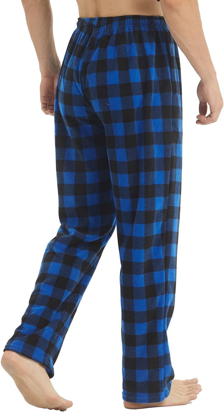 LANBAOSI 2 Pack Mens Pajama Pants Set Bottoms Fleece Lounge Sleepwear Lightweight Plaid pj Pants with Pockets Microfleece - Image 3