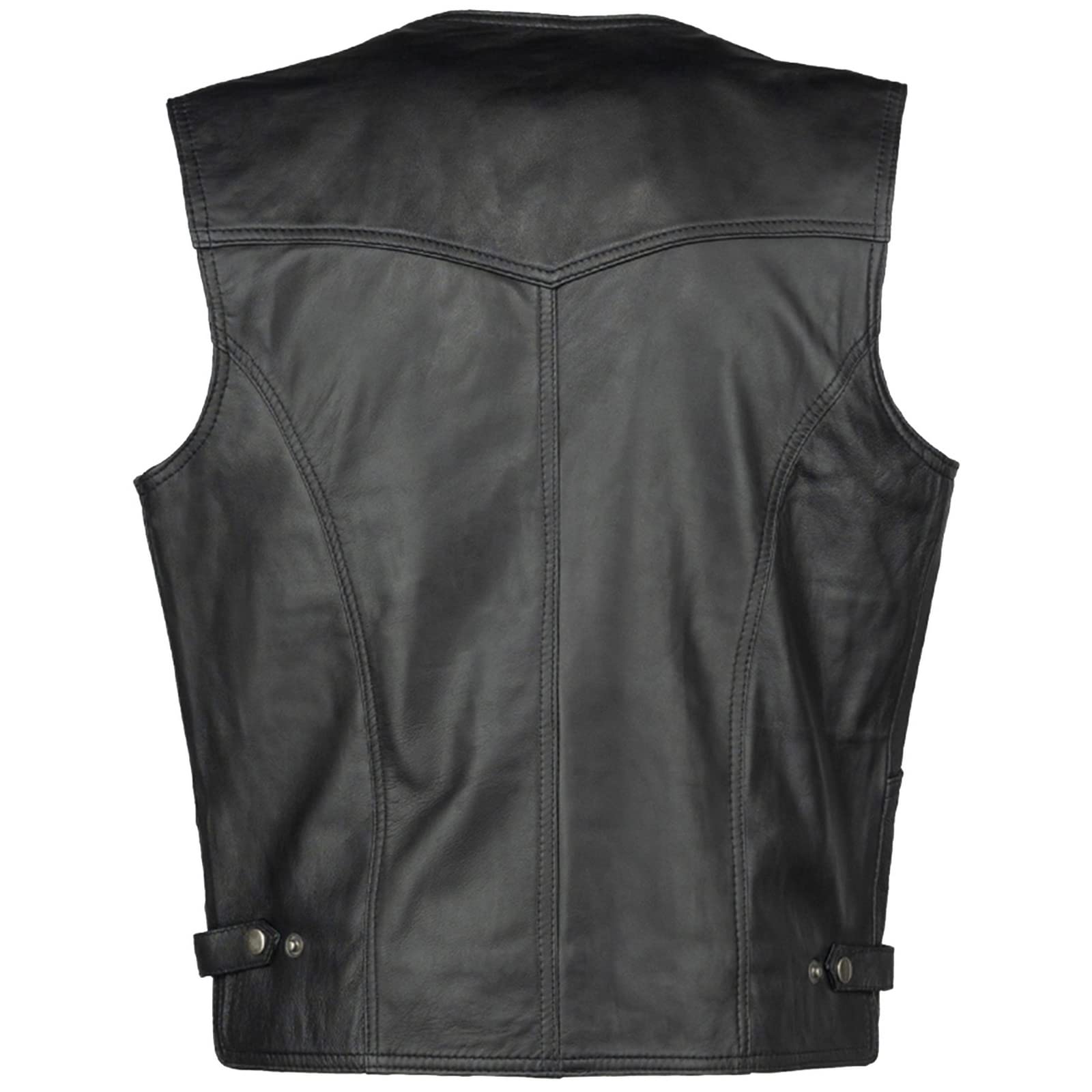 URBAN 5884 Billie Gilet en cuir Véritable moto, Peau de mouton confortable, Gilet moto avec fermeture à boutons Homme (lot de 1)
