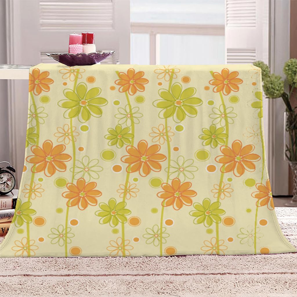 Mantas para Cama De Franela Invierno para Infantil Y Adulto 150X200Cm Manta Polar De Felpa De Microfibra Suave para Sofá, 3D Flores Coloridas Patrón, Cálida Y Transpirable