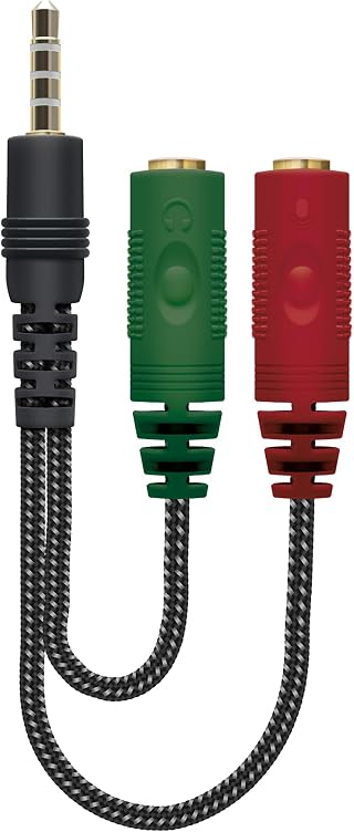 ELG, AAVGP3, Adaptador de Áudio P3 para Headset Gamer, Transforma Duas Entradas P2 Em Uma Saída P3, Plug & Play, 15cm, Preto