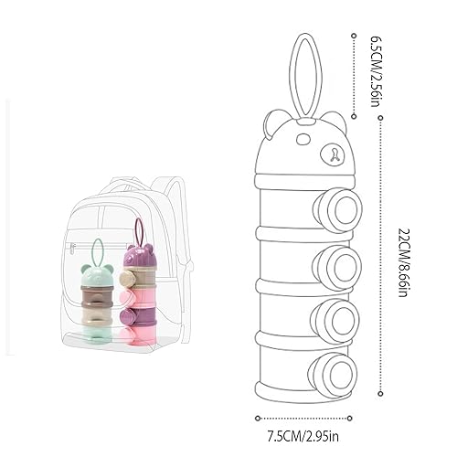 Miniatura 2 de 2 dispensadores de leche en polvo para bebés de 4 capas, contenedor apilable de fórmula para viajes, caja de almacenamiento portátil de aperitivos