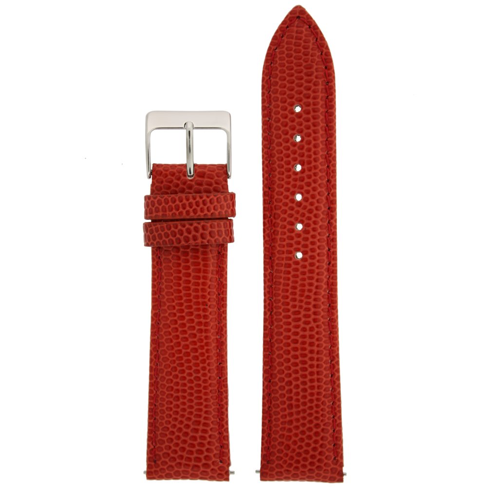 Tech Swiss 20mm Watch Band Genuine Leather Lizard Grain Red Quick Release Built-in Pins