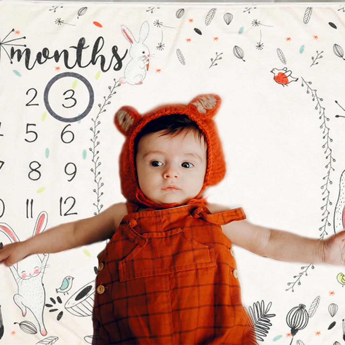 Coperta Fotografica in Flanella per Ragazzo Ragazza, 120x100 Cm | Telaio Marcatore Incluso, per Fasciare, Copertura Allattamento e Passeggino, Regalo e Ricordo