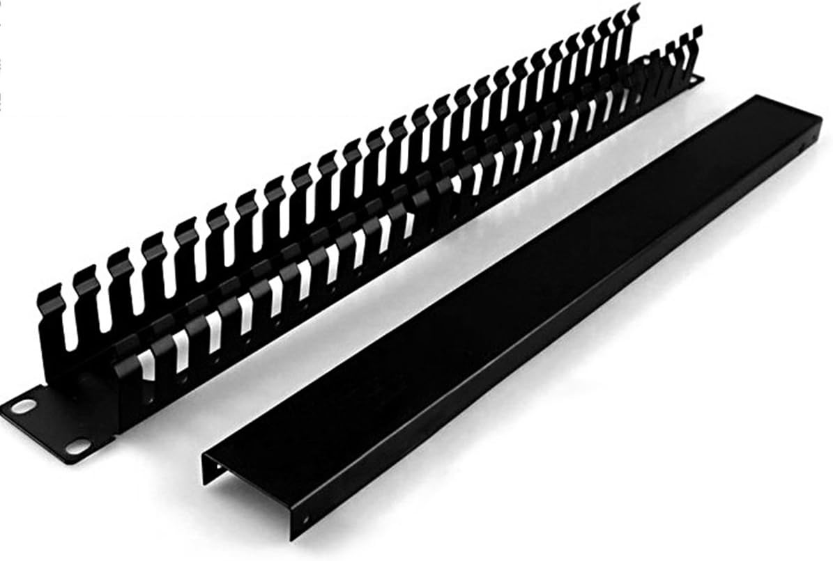 6-Pack 19 Inch 1U Cable Management Horizontal Cable Rack Mount Manager with mounting Screws for Service Rack Cabinet 24 Slot Finger Duct with Cover
