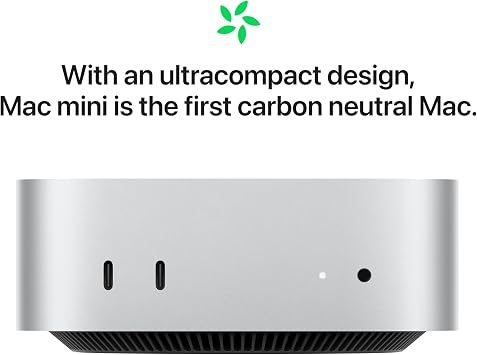 Apple 2024 Mac mini Desktop Computer with M4 chip with 10core CPU and 10core GPU: Built for Apple Intelligence, 24GB Unified Memory, 256GB SSD Storage, Gigabit Ethernet. Works with iPhone/iPad
