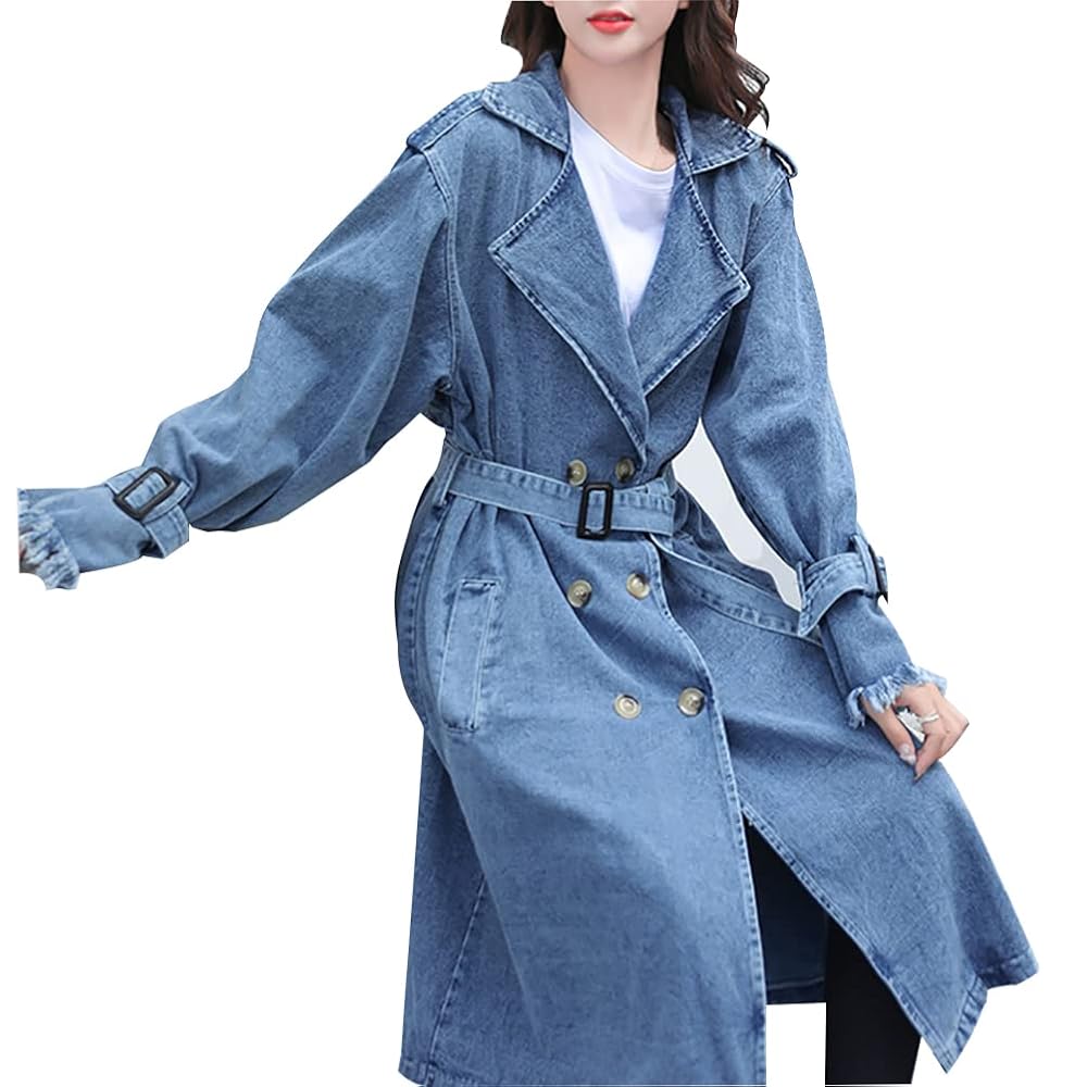 ジャケット・アウター loose double breasted trench coat Amazon.com: Autumn Mid-Length Double Breasted Women Trench