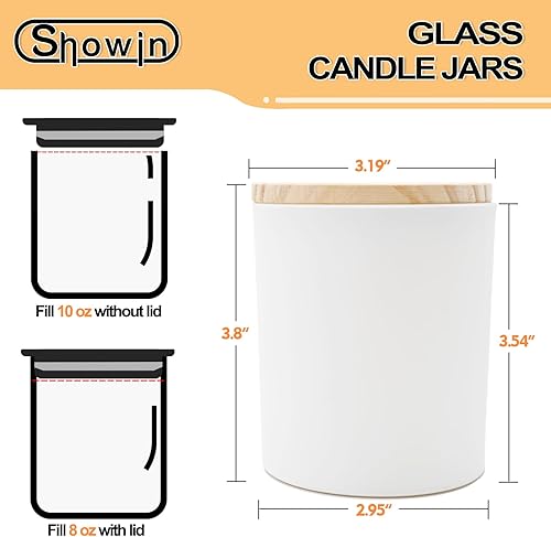 Miniatura 4 de SHOWIN Tarros de vela gruesos de 10 onzas para hacer velas, 15 unidades, tarros vacíos con tapas de madera para hacer velas, recipiente de muestra,