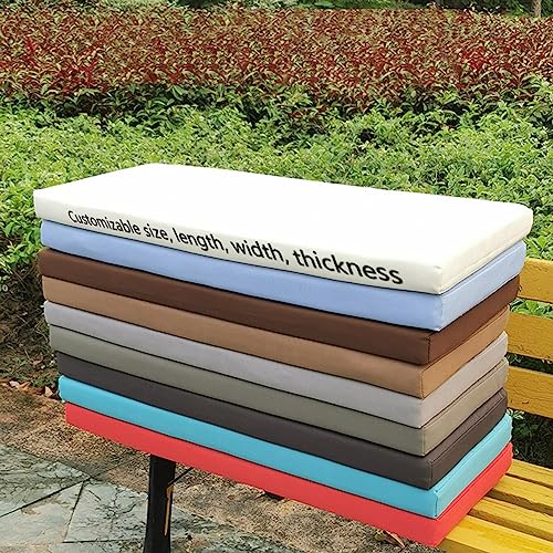 Cojín para banco de jardín, impermeable, para exteriores, color caqui, cojín de asiento rectangular de 3 plazas, para banco de patio, uso interior y exterior, 120 x 45 x 8 cm