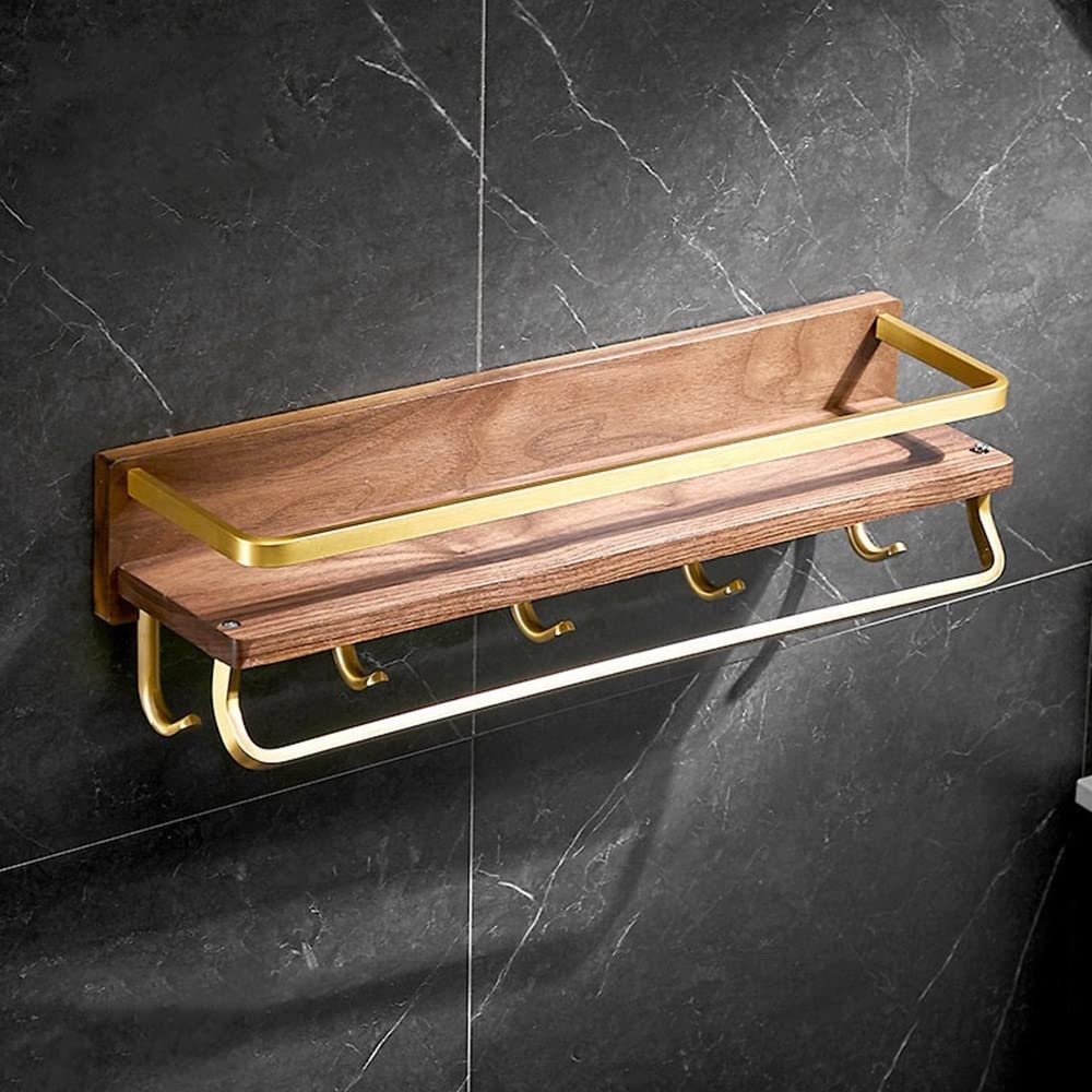 BAHELS Shower Caddy Solid Wood Bathroom Shelving Wall Hanging Teeth Cup Holder Cosmetics Storage Rack Towel Holder Bathroom