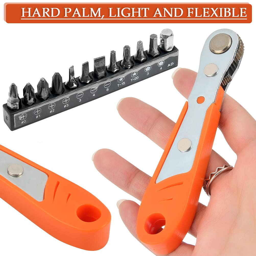 Eyech Mini-Ratschenschlüssel Mit 10 Bits – 1/4 Zoll, Rechtwinklig & Magnetisch, Ideal Für Enge Räume & Reparaturen