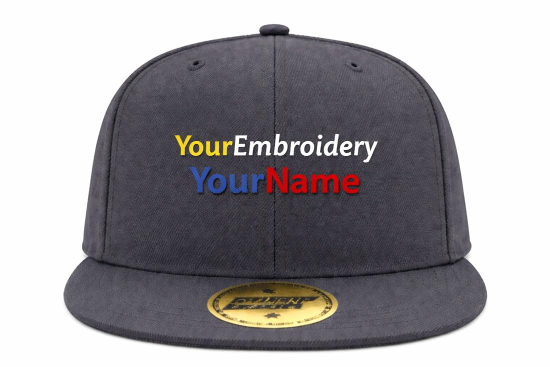 Mfaz Morefaz Ltd Unisex Graphite Snapback Cap Flat Peak Personalised Your Own Embroidery Hats Custom Name,Text Embroidered (Graphite)
