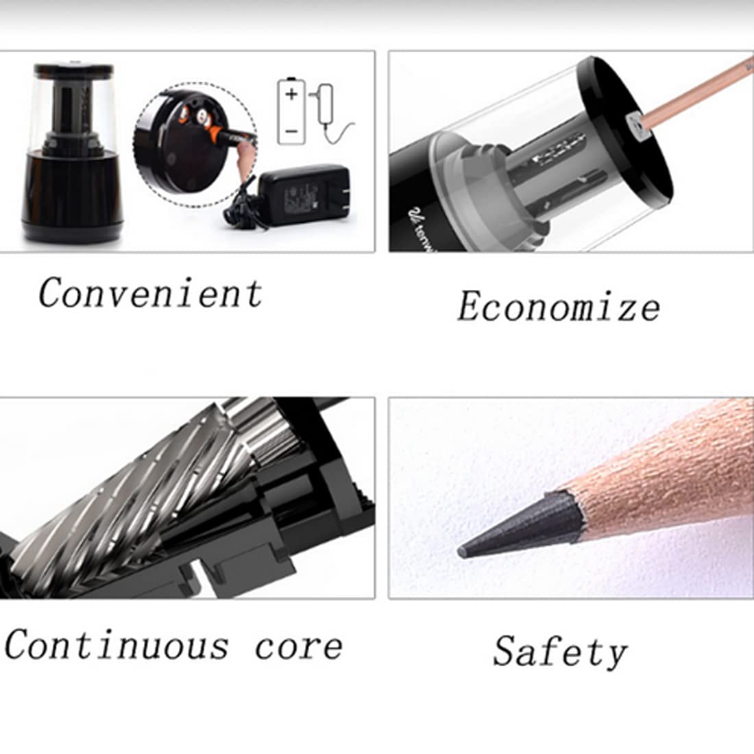 Taille-Crayon Automatique 丨 Mode Double Alimentation 丨 Protection Rapide Contre la surchauffe du Crayon 丨 Outils pour étudiants et bureautiques