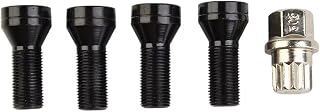 Compatible Con MINI Para R50 M14 X1.25 4 Pernos De Bloqueo De Rueda De Aleación Negra Tuercas Rueda Clave Con Juego Pernos De Acero Largos Pernos Para Llantas Tornillos De perno Rueda(M14 1.25)