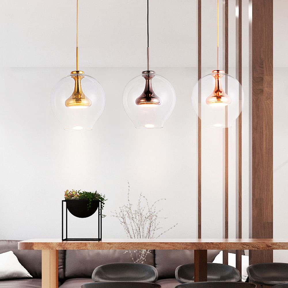 Lámpara de Noche Moderna, Ligera, con Base de latón y Cristal, de Estilo nórdico, para hogar, Bar, restaurante, personalidad Creativa, para cafetería, dormitorio (Dorada)