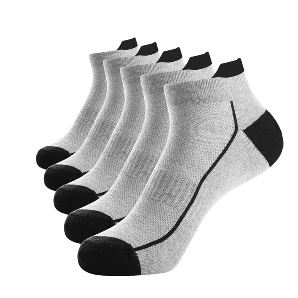Dninmim 5 paia di calzini da uomo in cotone a maglia sottile calzini alla caviglia fitness traspirante Ry Short Sock