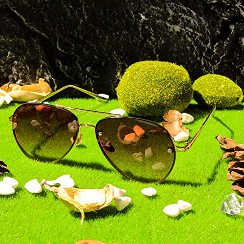 Image of Xpectrum Classic Double Bridge Metal Aviator Sunglasses for Women Men Trendy Retro UV400 Rimless Sun Glasses