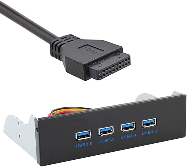 Xiwai USB 3.0 HUB 4 Ports Front Panel to Motherboard 20Pin Connector Cable for 5.25" CD-ROM Bay