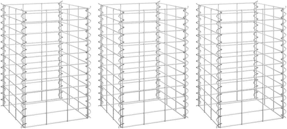 Gabion Raised Beds 3 pcs,Garden Planter Boxes Outdoor,Gardening Supplies,Herb Garden,Spot Welded,High Load Capacity 11.8"x11.8"x19.7" Iron