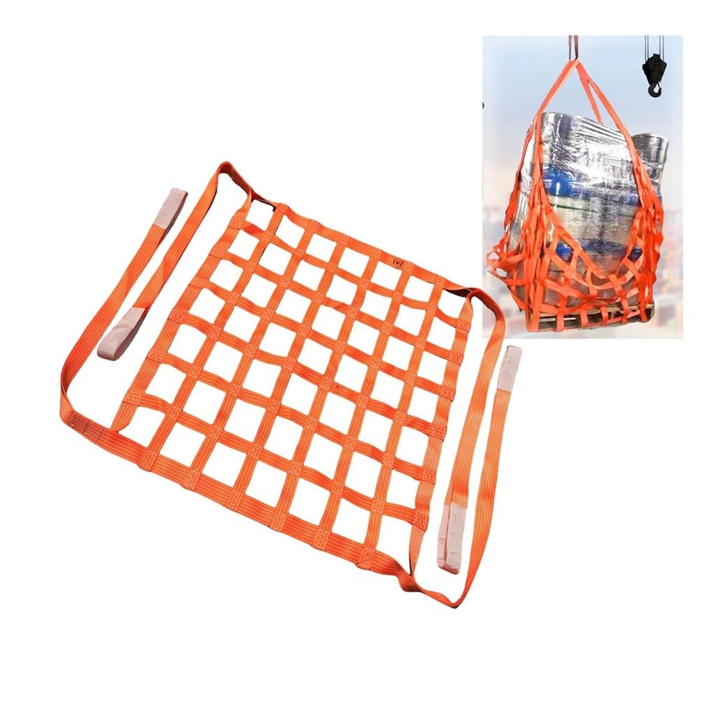WQPMNYG Hoisting Lifting Nets,2Ton Cargo Lifting Net Straps - 3.3-11.5' Flat Polyester Hoisting Sling for Construction, Moving, Loading & Unloading (1.5x1.5m, 4409lbs, 15cm)