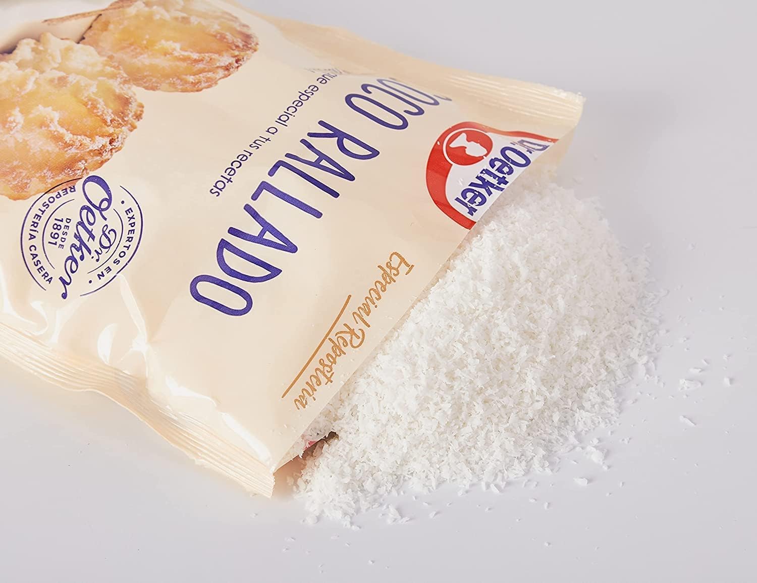 DR. OETKER - Coco Rallado para Repostería Pack 8 Uds x 125 g, Sin Azúcar y Origen Natural, Aroma y Sabor Intensos, Cierre Hermético, Resultados Profesionales