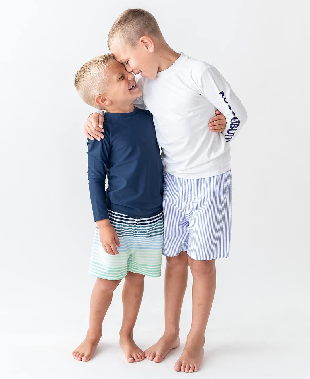 RUGGEDBUTTS Boys UPF50+ Sun Protection Striped Color Block Swim Trunks - Image 4