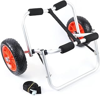 SHZICMY Kayak Trolley, 150lbs Kayak Boat Trailer Aluminium Alloy Kayak Canoe Wheel Carrier Trolley Cart Transport Portable Lightweight Foldable Boat Kayak Carrier