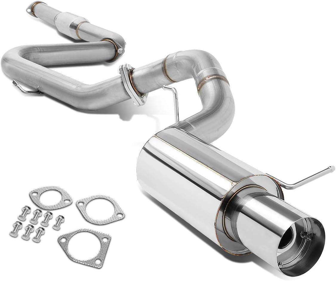Auto Dynasty 4 Inches Round Muffler Tip Catback Exhaust System Compatible with 2000-2005 Mitsubishi Eclipse V6, Stainless Steel