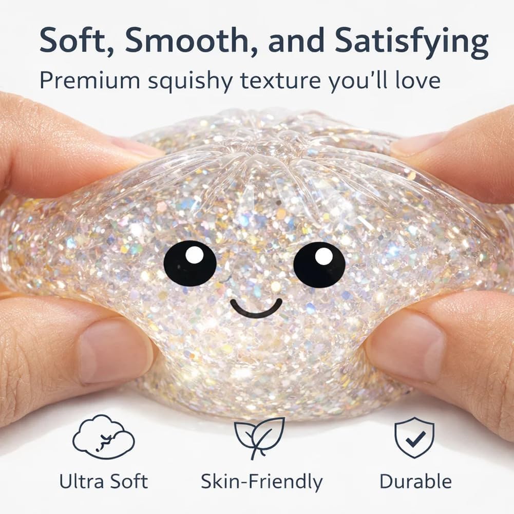 Glitter Dumpling Squishy Jumbo, Sparkle Real Super Rare Glitter Dumpling Squishy Bao Bun, Easter Gift for Teens Adults Kids (2PCS-A) — view 2