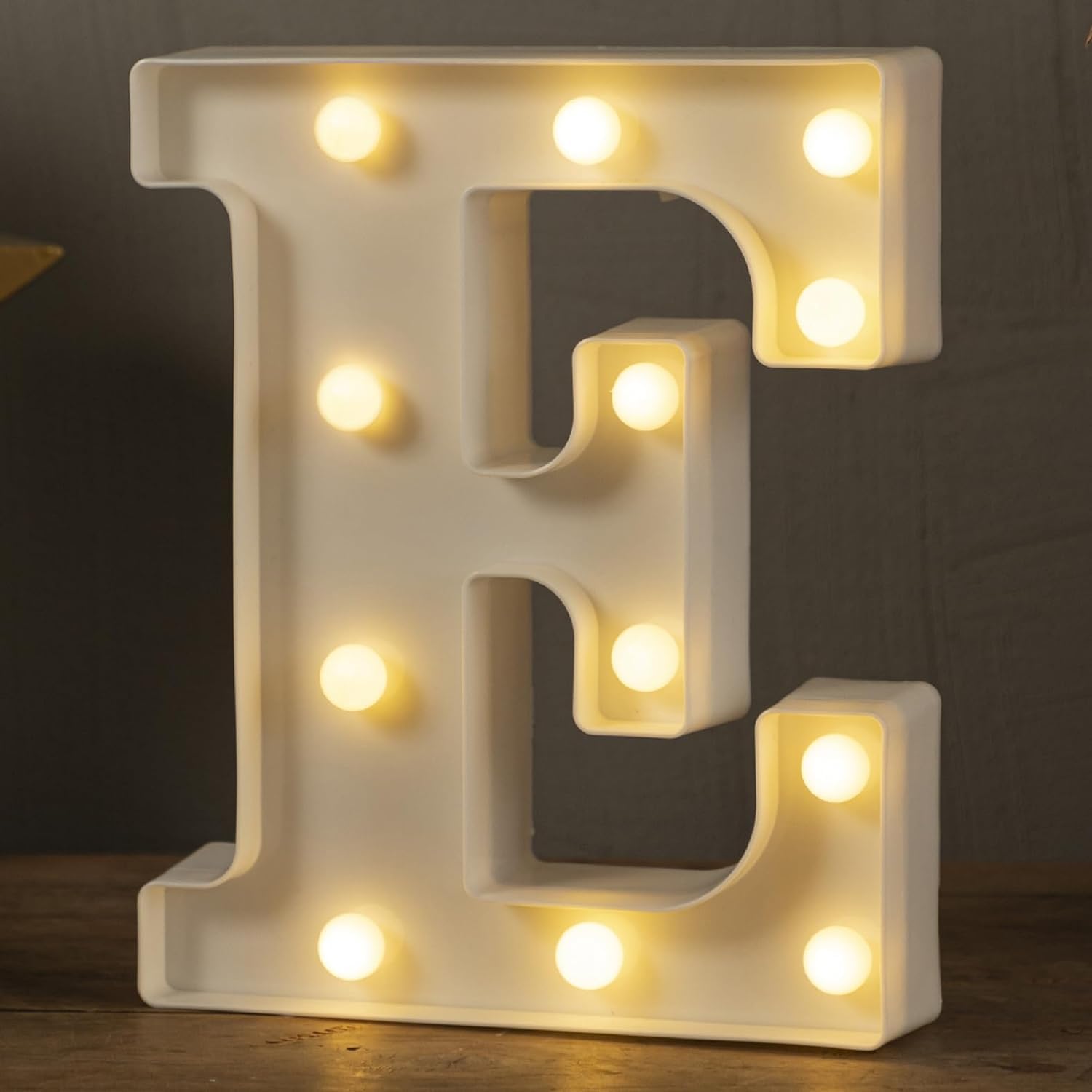 Alphabet LED Letter Lights Light Up Plastic Letters Standing Hanging E 22X18X4.5Centimeter 22X18X4Cm White