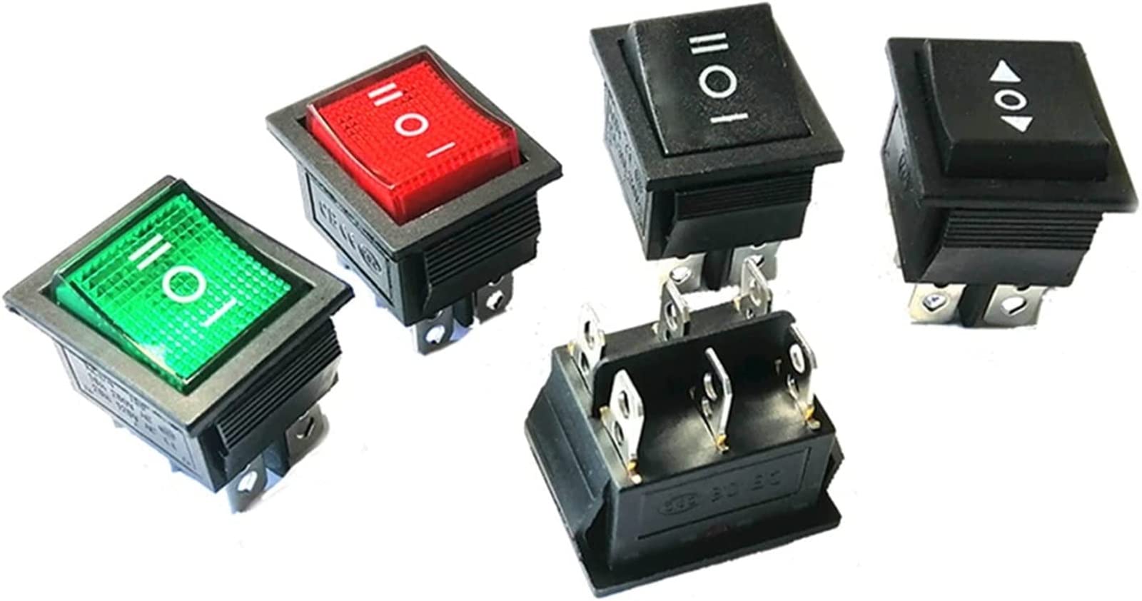 Interruptor basculante Kcd2 1 Uds Interruptor basculante Interruptor de Encendido 3 Posiciones 6 Equipos eléctricos con Interruptor de luz 16a 250vac / 20a 125va(On-Off-on)