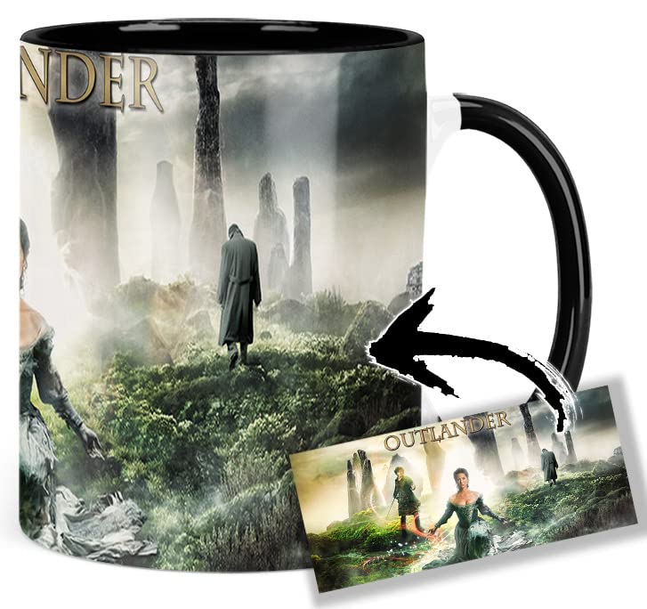 MUGSVILLE Outlander Sam Heughan Caitriona Balfe C Taza Interior y Asa Negro Black Inner and Handle...