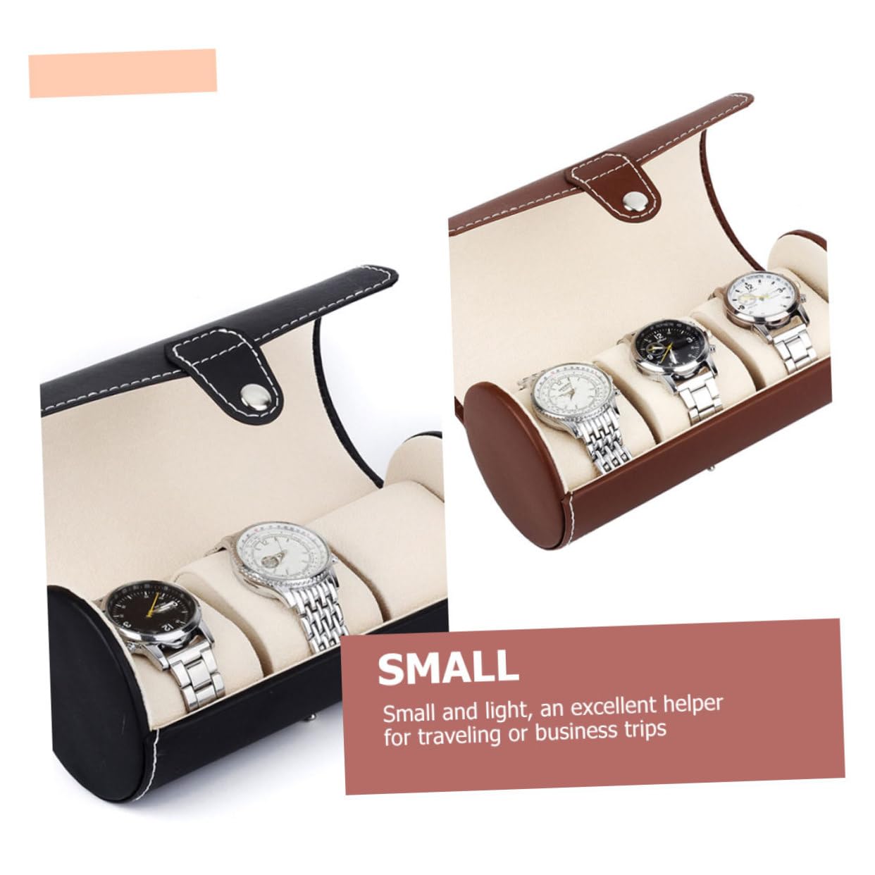 2 Stück Uhrenrollen Reiseetui aus Pu Leicht für Geschäftsreisen und Reisen Schutz für Armbanduhren