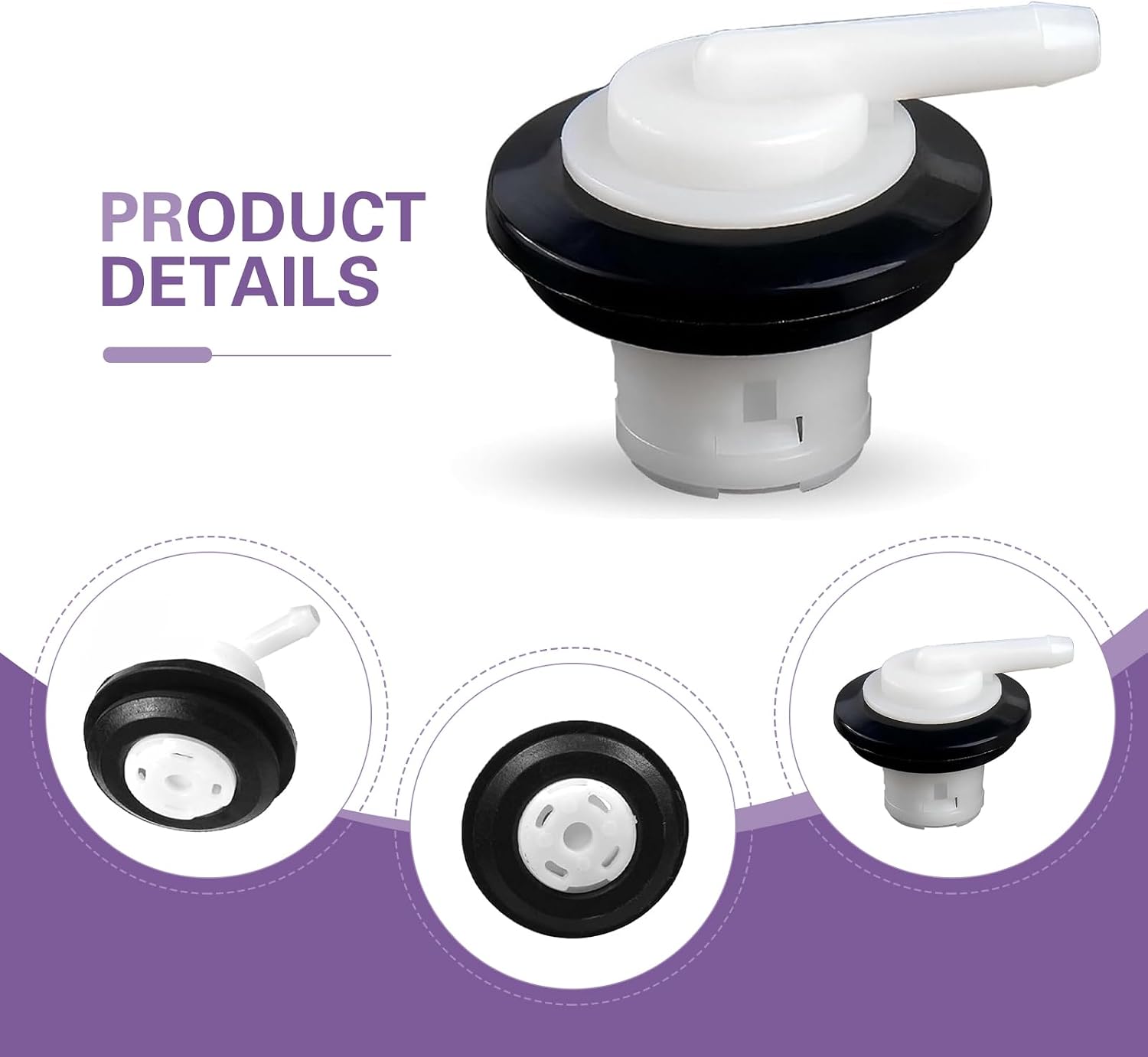 Fuel Tank Vent Valve, Gas Tank Ventilation Valve with Grommet, Replaces 5360058, 911060, F6TZ-9B076-AA, Compatible with Ford 1980-1996 F150 F250, 1980-1997 F350, Wrangler (White)