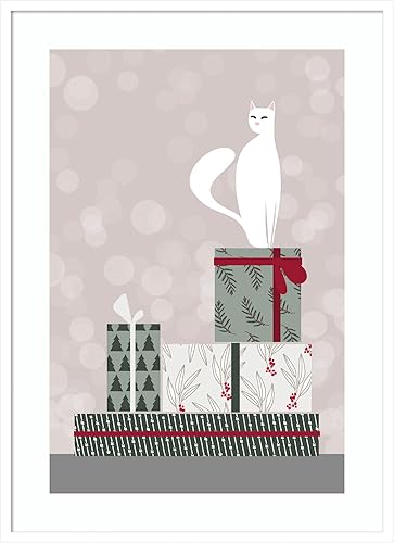 Miniatura 2 de Amanti Art Framed Wall Art Print 25x19 Retro cat and gifts by Rosana Laiz Blursbyai, Animals Wall Art, Modern Decor, Medium Poster Painting Artwork