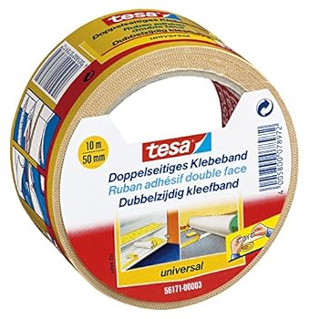tesa Doppelseitiges Klebeband Universal - Vielseitiges Klebeband für Verpackungen Deko und Teppiche oder zum Basteln - 10 m
