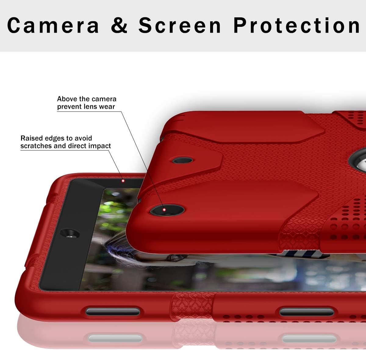 Hocase iPad 5th/6th Generation Case, iPad 9.7 2017/2018 Case, Shockproof Heavy Duty Soft Rubber Bumper+Hard Plastic Hybrid Protective Case for iPad A1822/A1823/A1893/A1954 - Red