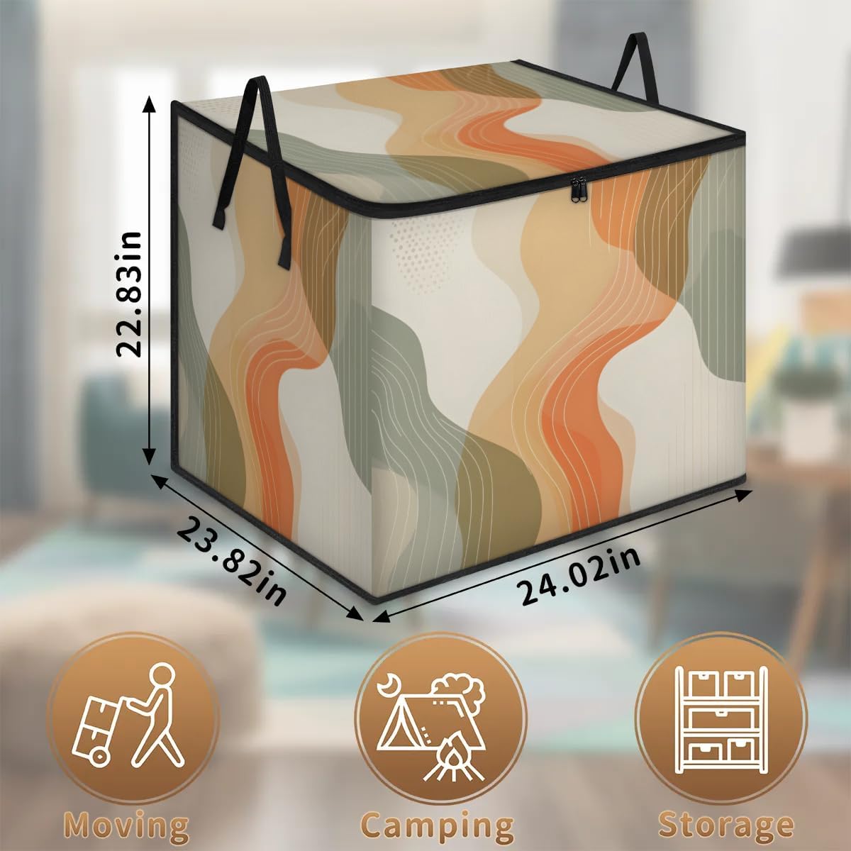 Honeybaby 214L Extra Large Comforter Storage Bag Abstract Texture Geometric Storage Totes with Lids Waterproof Closet Organizer Folding Blanket Storage Bags for Clothes Bedding Pillows