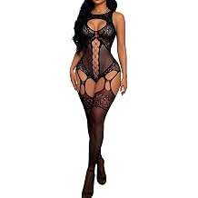 Womens Fishnet Bodystocking Sexy Bodysuit Tights Hollow Out Suspender Lingerie Cut-Out Babydoll Lingerie Lace Nightwear
